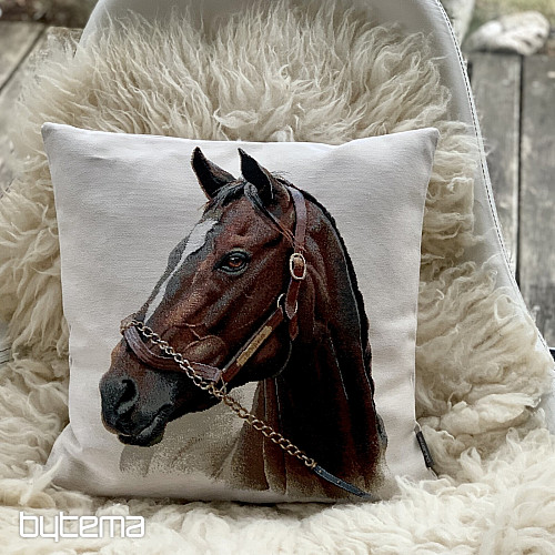Housse de coussin Gobelin CHEVAL BRUN