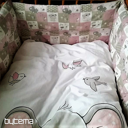 Tissu en coton BABY ZOO rose