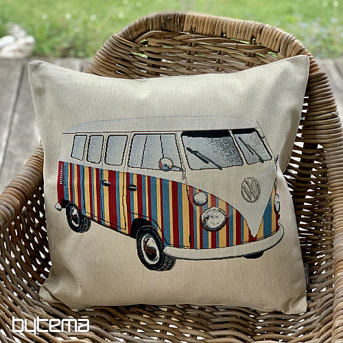 Housse de coussin tapisserie VW HIPPIE BUS