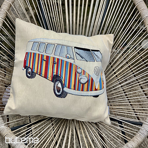 Housse de coussin tapisserie VW HIPPIE BUS