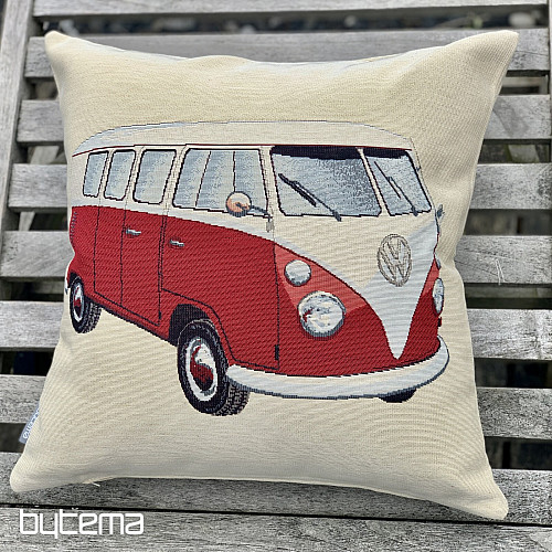 Housse de coussin tapisserie VW BUS ROUGE