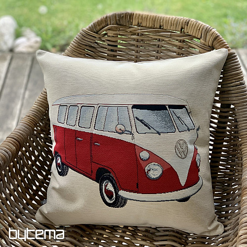 Housse de coussin tapisserie VW BUS ROUGE