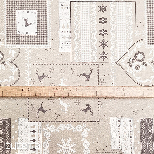 Tissu de Noël déco CASA gris