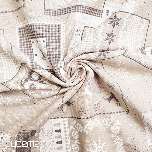 Tissu de Noël déco CASA gris