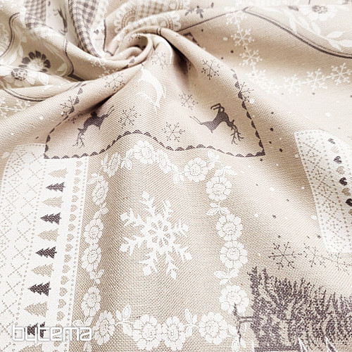 Tissu de Noël déco CASA gris