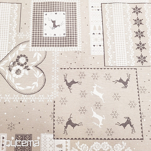 Tissu de Noël déco CASA gris