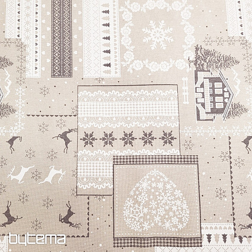 Tissu de Noël déco CASA gris