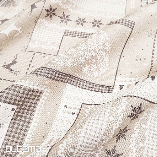 Tissu de Noël déco CASA gris