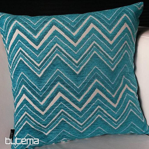 Housse de coussin déco ZIG ZAG bleu turquoise
