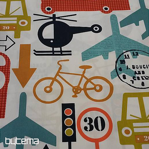 Tissu déco enfant TRANSPORT, TRAFIC