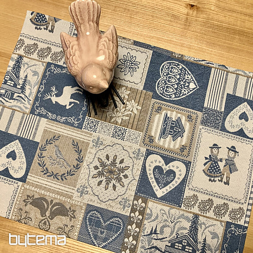 Set de table PATCHWORK COEUR bleu