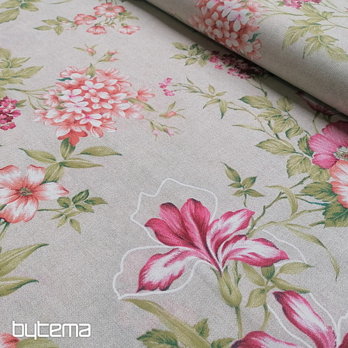 Tissu déco FUCHSIE beige