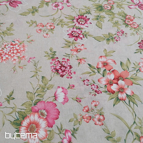 Tissu déco FUCHSIE beige