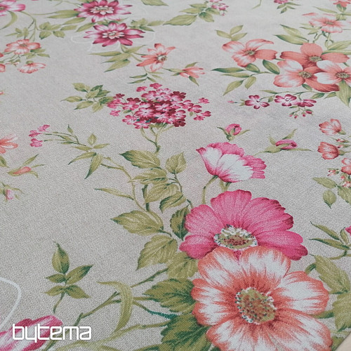 Tissu déco FUCHSIE beige