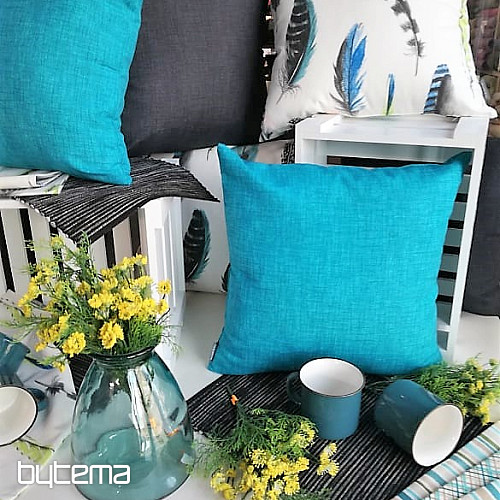 Housse de coussin déco PLUME BLEU