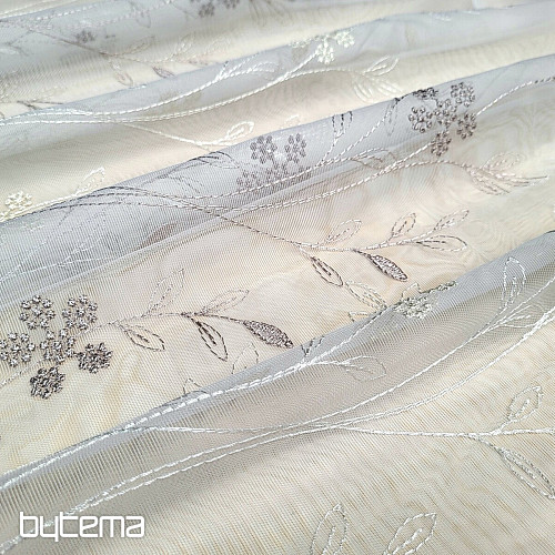 Rideau de luxe brodé GERSTER 11443 blanc - beige