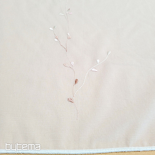 Rideau de luxe brodé GERSTER 11545 blanc - saumon