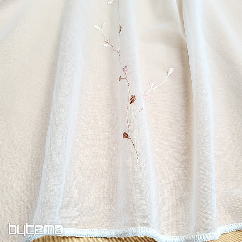 Rideau de luxe brodé GERSTER 11545 blanc - saumon