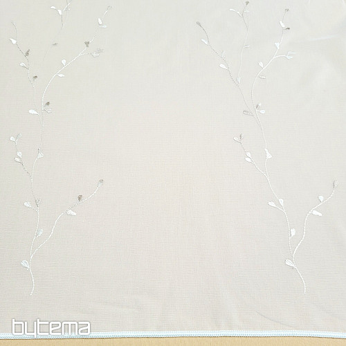 Rideau de luxe brodé GERSTER 11545 blanc - beige