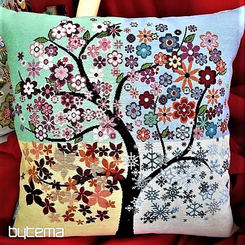 Housse de coussin tapisserie ARBRE 4 SAISONS