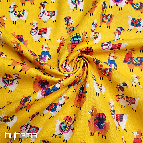 Tissu décoratif LAMA jaune