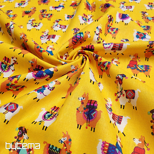 Tissu décoratif LAMA jaune