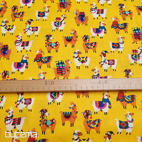 Tissu décoratif LAMA jaune
