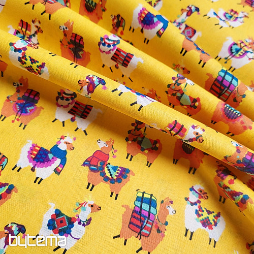 Tissu décoratif LAMA jaune