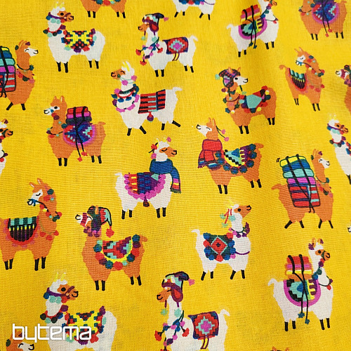 Tissu décoratif LAMA jaune