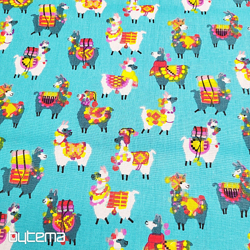 Tissu décoratif LAMA turquoise