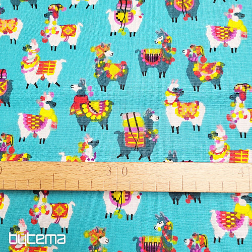 Tissu décoratif LAMA turquoise