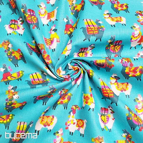 Tissu décoratif LAMA turquoise