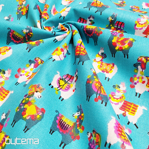 Tissu décoratif LAMA turquoise
