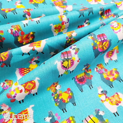 Tissu décoratif LAMA turquoise