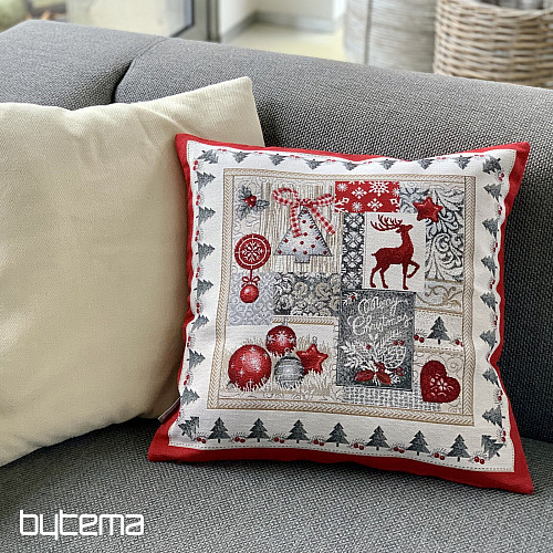 Housse de coussin tapisserie de Noël JOYEUX NOËL