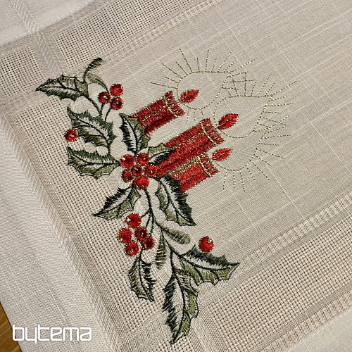 Nappe et foulards de Noël brodés BOUGIE