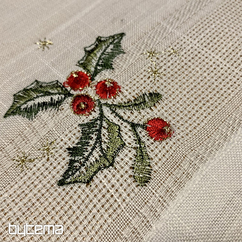 Nappe et foulards de Noël brodés BOUGIE