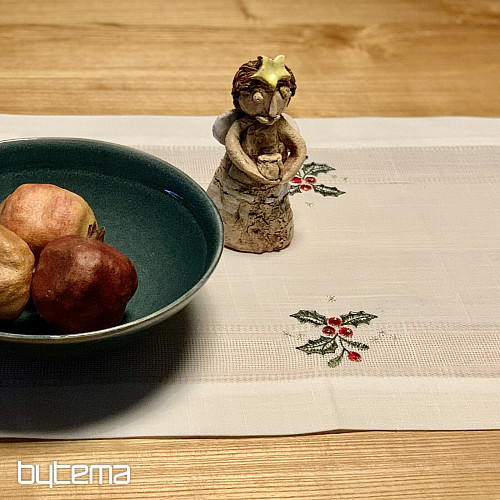 Nappe et foulards de Noël brodés BOUGIE