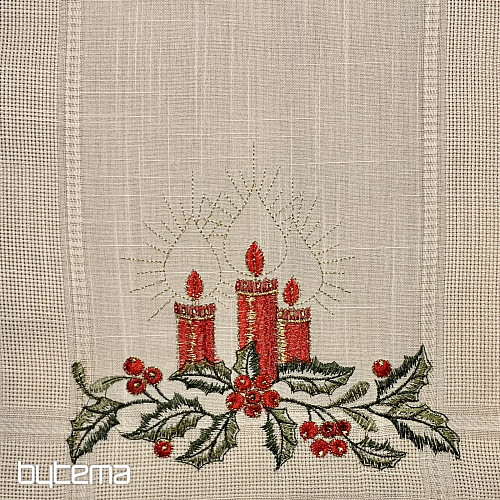 Nappe et foulards de Noël brodés BOUGIE