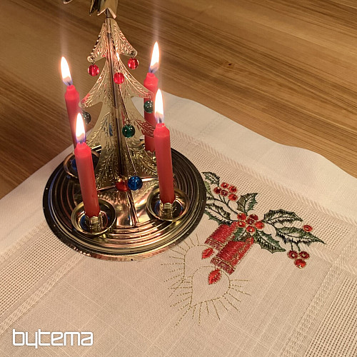 Nappe et foulards de Noël brodés BOUGIE