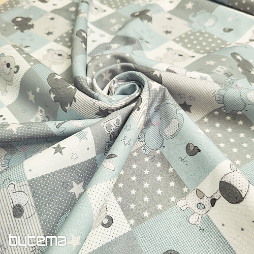 Tissu en coton BABY ZOO bleu