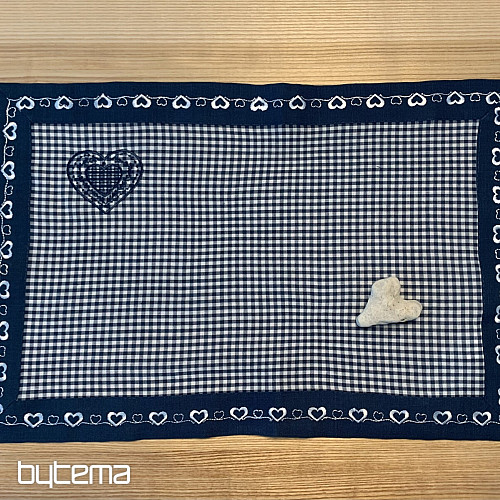 Nappe et écharpe brodées COUNTRY STYLE bleu