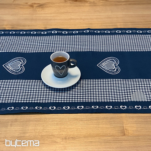 Nappe et écharpe brodées COUNTRY STYLE bleu