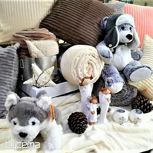 Couverture en microfibre EXTRA DOUCE en velours côtelé de mouton - noisette