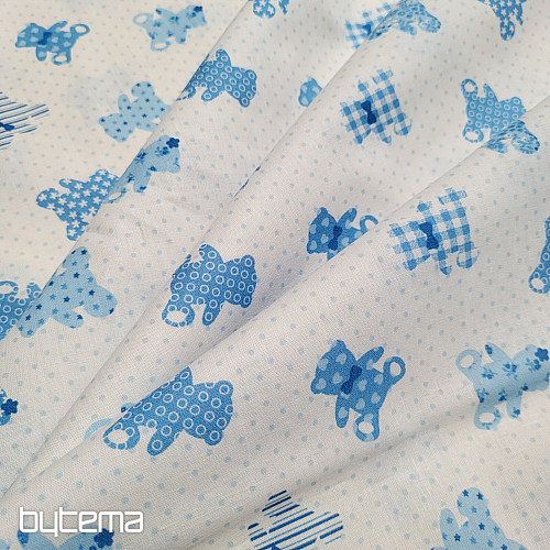 Tissu en coton BABY TEDDY bleu