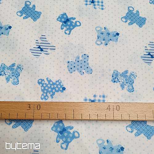 Tissu en coton BABY TEDDY bleu