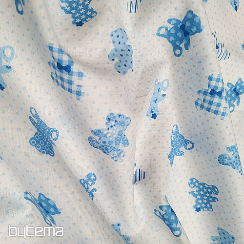 Tissu en coton BABY TEDDY bleu