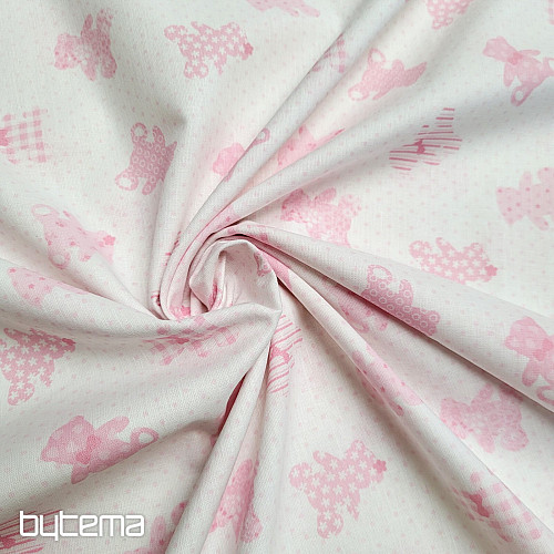 Tissu coton BABY TEDDY rose