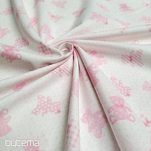 Tissu coton BABY TEDDY rose
