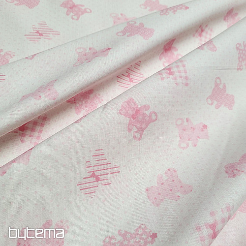 Tissu coton BABY TEDDY rose